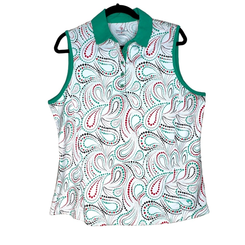 Golf America Green Paisley Sleeveless Athletic Shirt